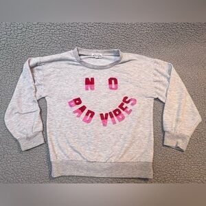 Ten Sixty Long Sleeves Sweater Girls Size Small Gray And Red No Bad Vibes